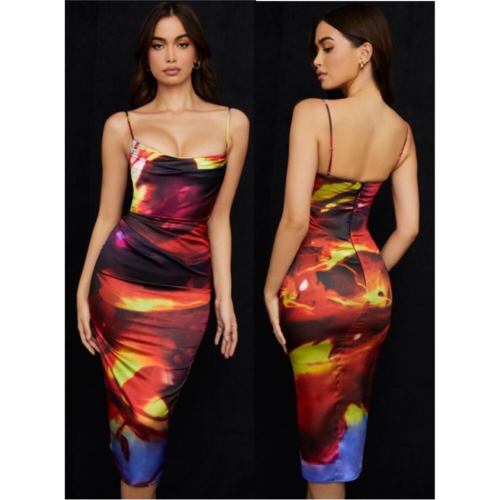 House of CB ‘Mitzi’ satin corset midi dress NWOT size M - Picture 3 of 15